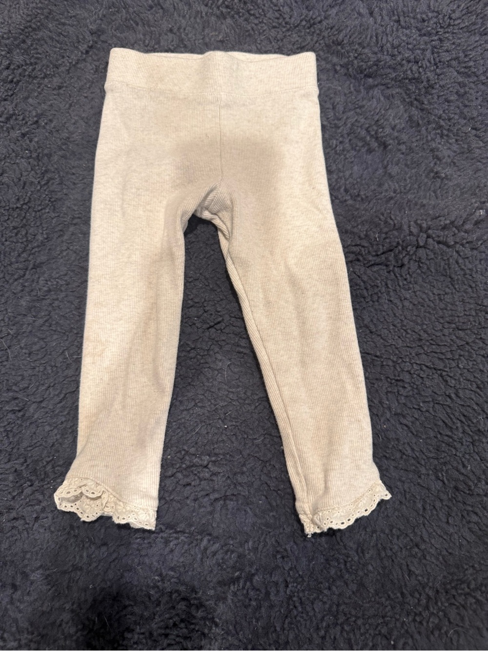 OshKosh B'gosh Cream Lace-Hem Ribbed Leggings